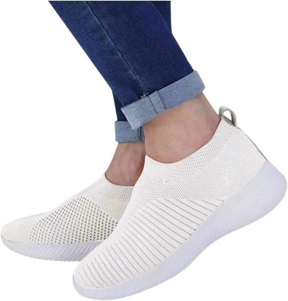 Women's Slip On Walking Shoes Running Comfortable Slip On Shoes Women Fashion Casual Tennis Shoes Platform Sneakers Red Tennis Shoe Loafers Dress Shoe
