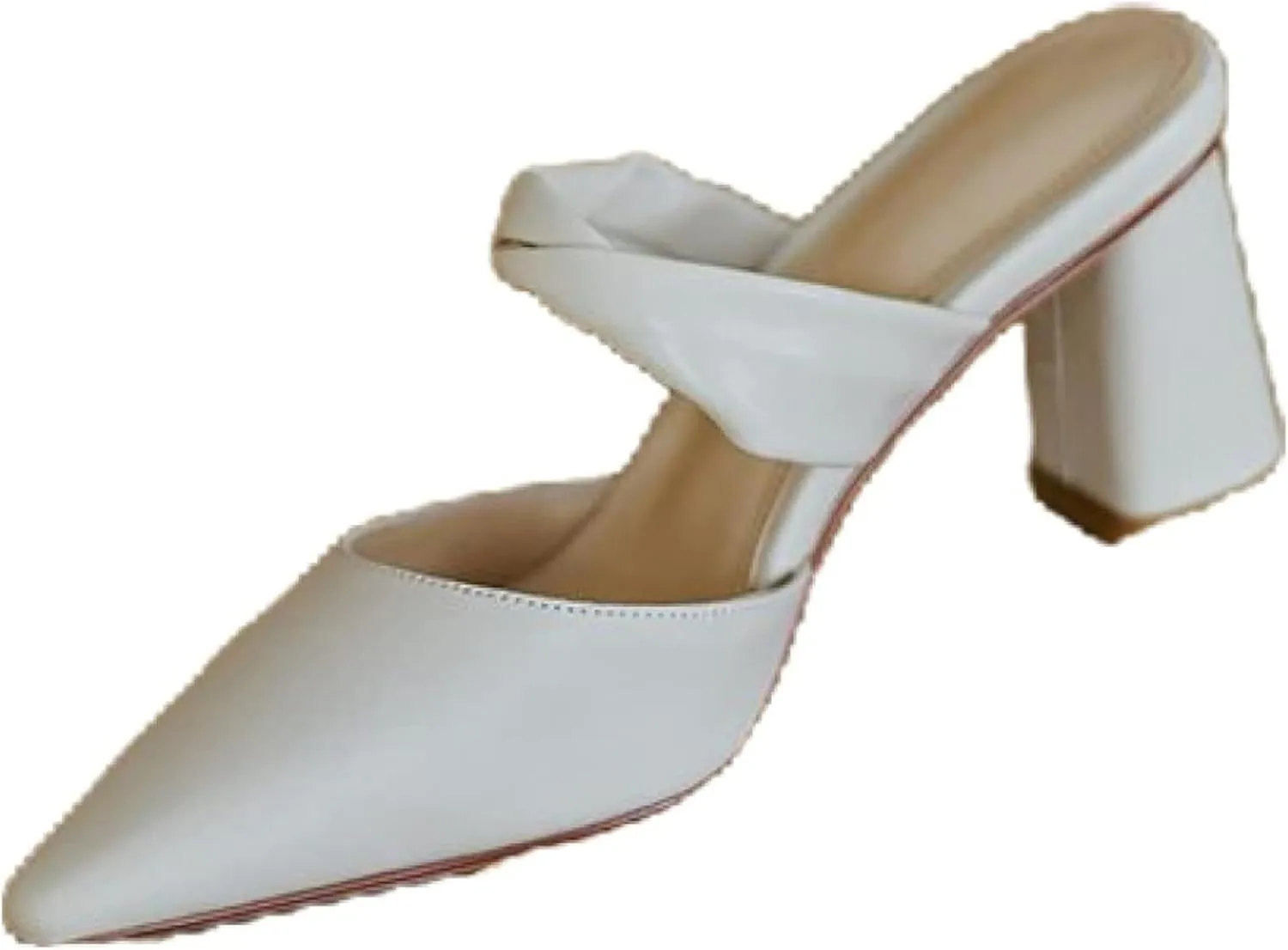 Women's Slippers, Simple Loafers, Pointed Pleated Lace up Block Heel Slippers, Women's Shoes