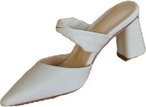 Women's Slippers, Simple Loafers, Pointed Pleated Lace up Block Heel Slippers, Women's Shoes