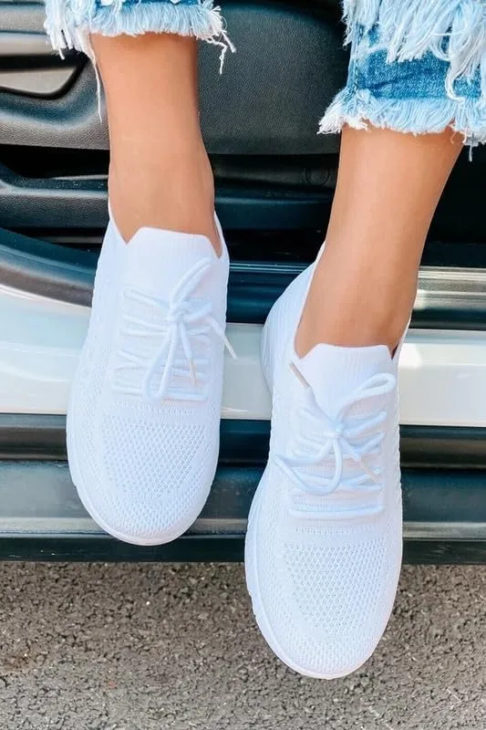 Women's Sneakers - Comfortable Gym Workout & Running Shoes for Women, White, One Size