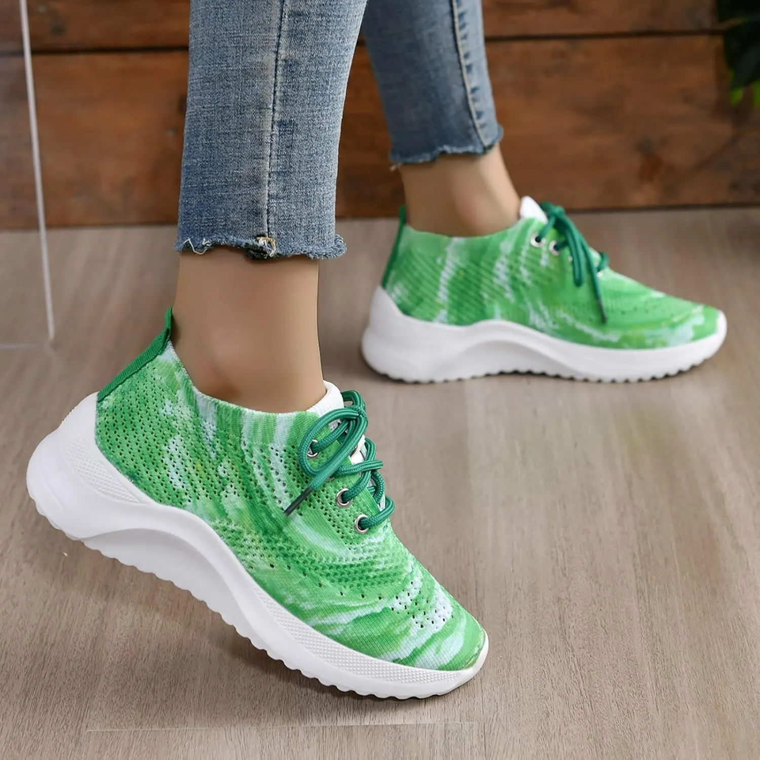 Women's Sneakers Slip Print Plus Size Height Increasing Shoes Daily Summer Wedge Heel Vacation Nonslip Shoes Women