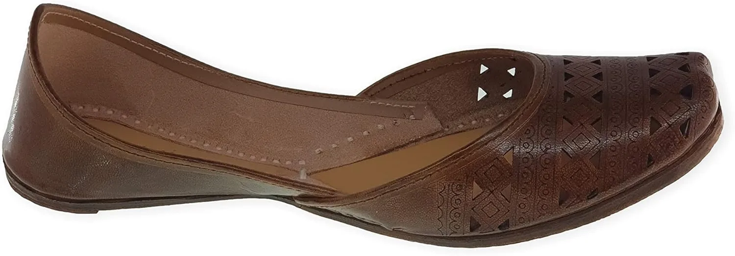 Women's Soft Leather Daily Casual Wear Jutis | Bite and Pinch Free Juti | Punjabi Jutti for Ladies | Flats Mojari Shoes | Phulkari Ethnic Flat for Girls |