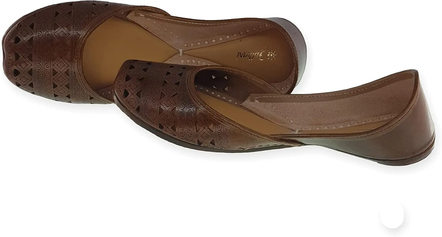 Women's Soft Leather Daily Casual Wear Jutis | Bite and Pinch Free Juti | Punjabi Jutti for Ladies | Flats Mojari Shoes | Phulkari Ethnic Flat for Girls |