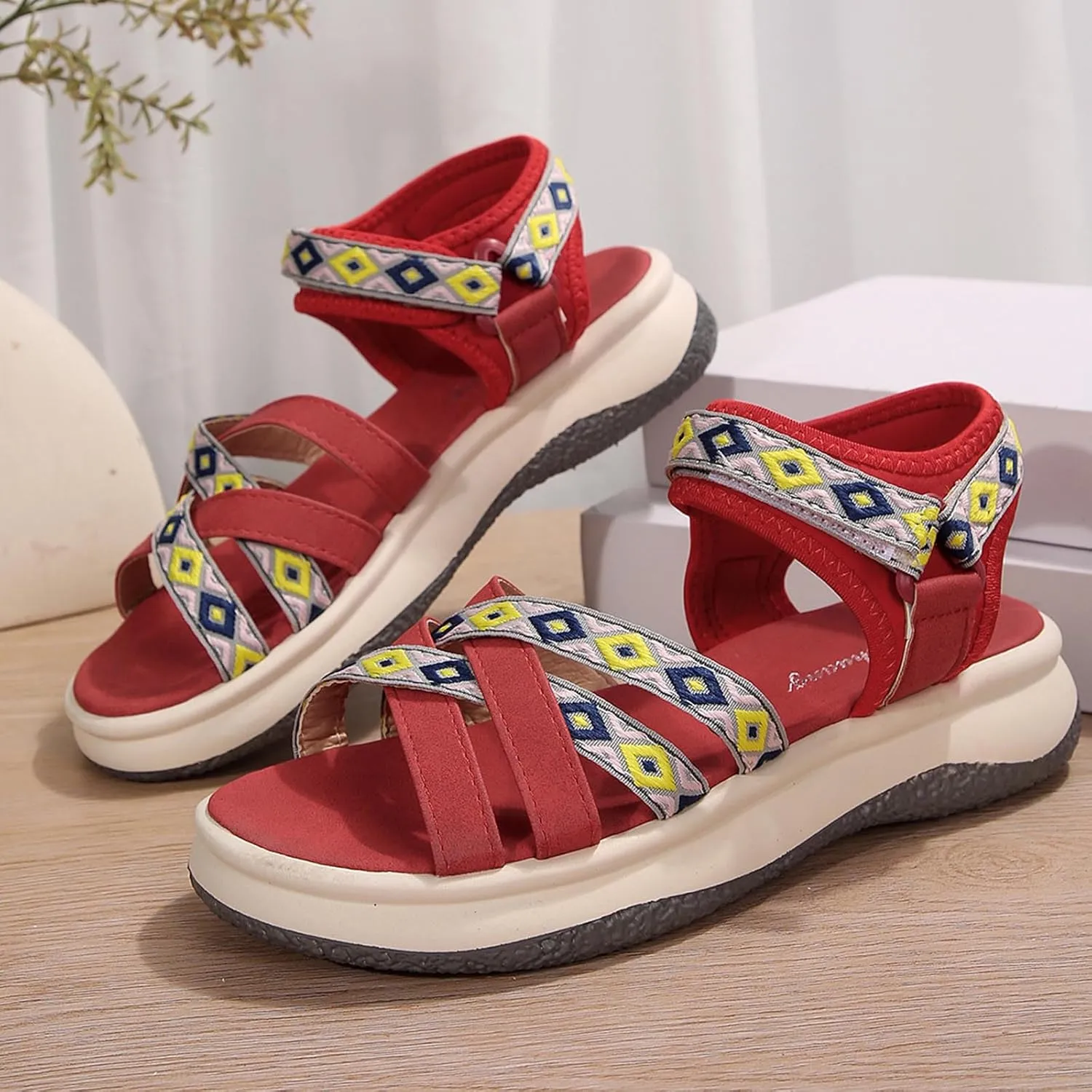 Women's Summer Ethnic Style Sandals Large Size Casual Fashion Sandals Wearable Thick Bottom Slope Heel Sandals