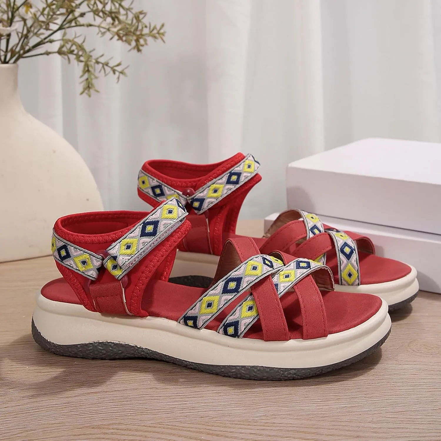 Women's Summer Ethnic Style Sandals Large Size Casual Fashion Sandals Wearable Thick Bottom Slope Heel Sandals