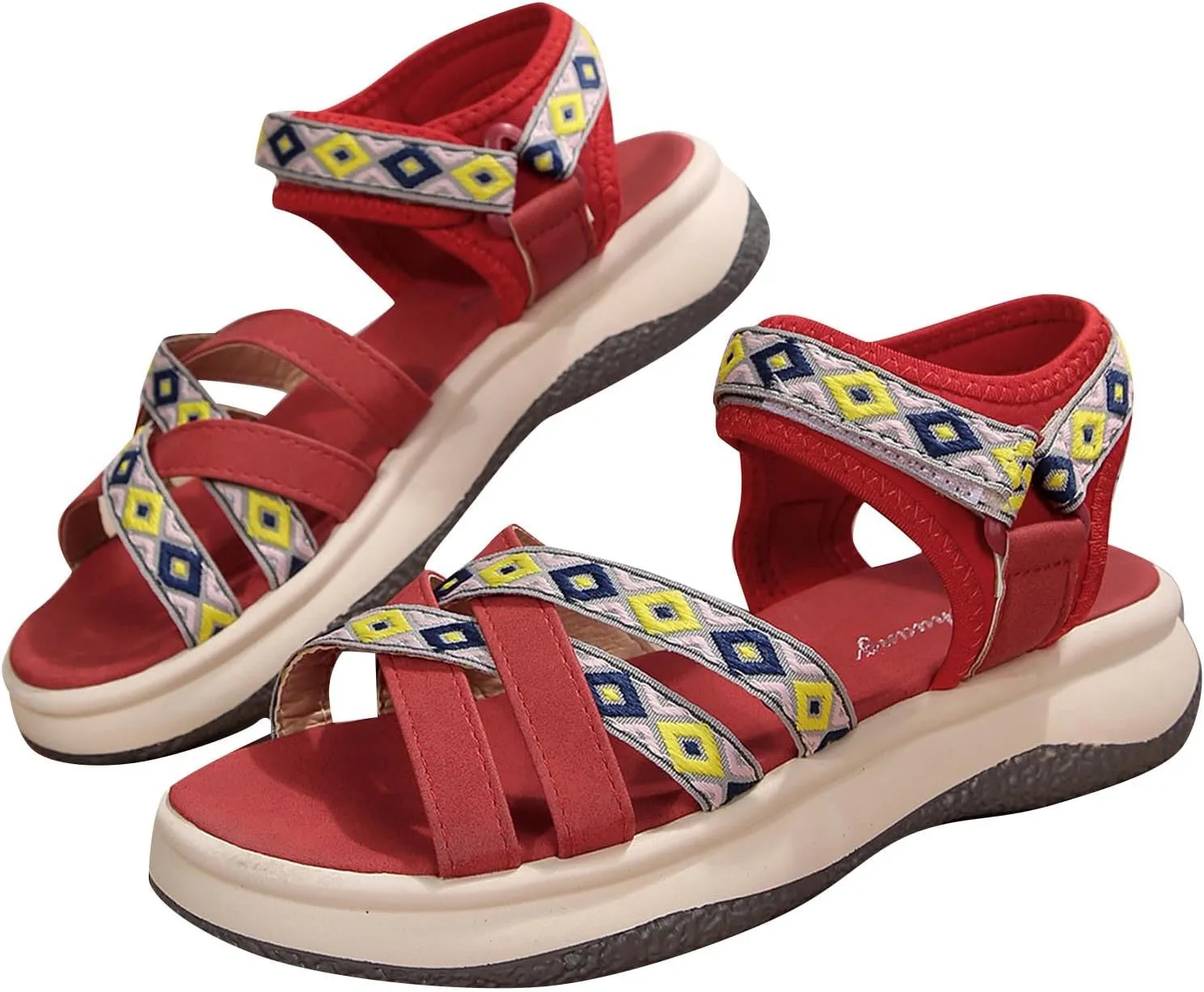 Women's Summer Ethnic Style Sandals Large Size Casual Fashion Sandals Wearable Thick Bottom Slope Heel Sandals