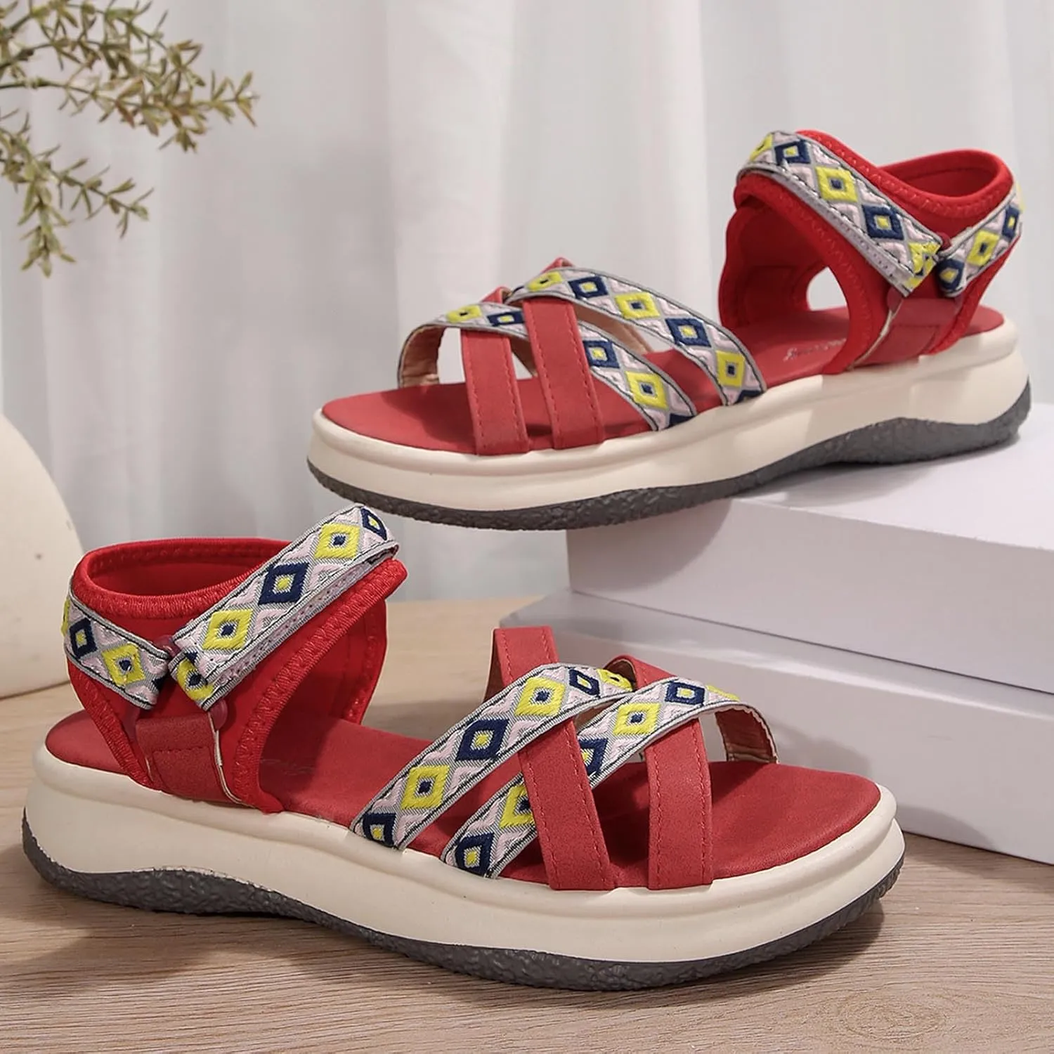 Women's Summer Ethnic Style Sandals Large Size Casual Fashion Sandals Wearable Thick Bottom Slope Heel Sandals