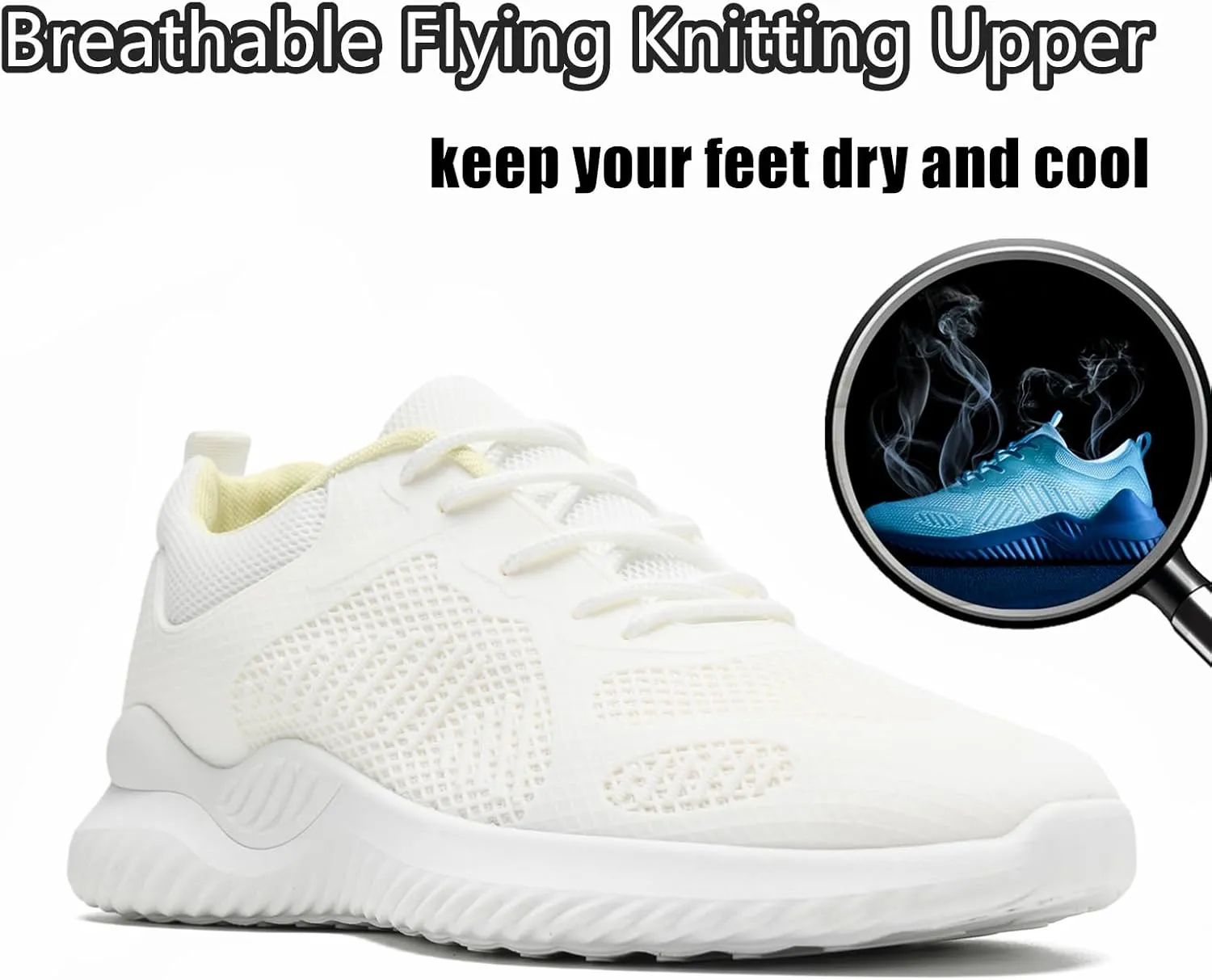 Womens Tennis Running Shoes Unisex Lightweight Breathable Walking Shoes Ultra Soft Flying Knitting Lace Up Fashion Sneakers Non Slip Athletic Trainers Casual Sports Shoes
