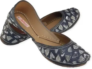 Women's Triangle Gold Genuine Soft Leather Jutis | Bite and Pinch Free Juttis | Punjabi Formal Jutti | Girl's Wedding Flat jooti Ladies Mojari | Bridal Ethnic Flats Juti |