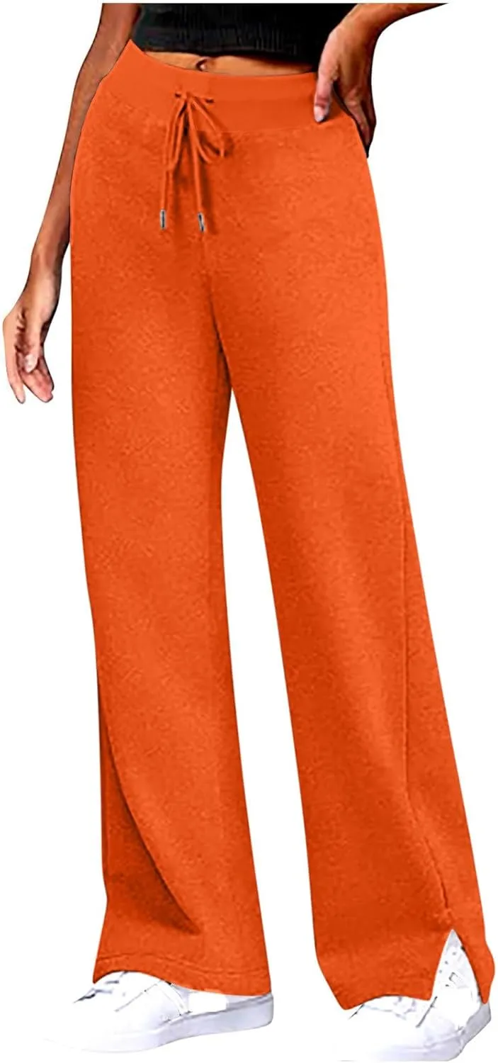 Womens Wide Leg Sweatpants High Waisted Drawsting Workout Athletic Yoga Pants Casual Pants with Pockets