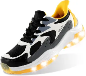 YESKIS Boys Girls Light Up Shoes Kids Lightweight Breathable Mesh Led Flashing Fashion Running Sneakers for Toddler Little Kid
