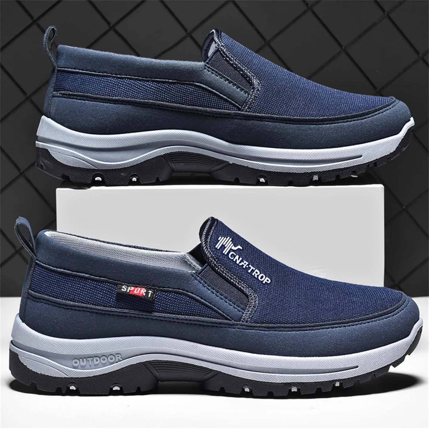 Ztigerz Men's Breathable Mesh Canvas Orthopedic Travel Plimsolls Slip-On Loafers,Comfort Non Slip Outdoor Flats Sneakers Walking Hiking Driving Casual Boat Shoes