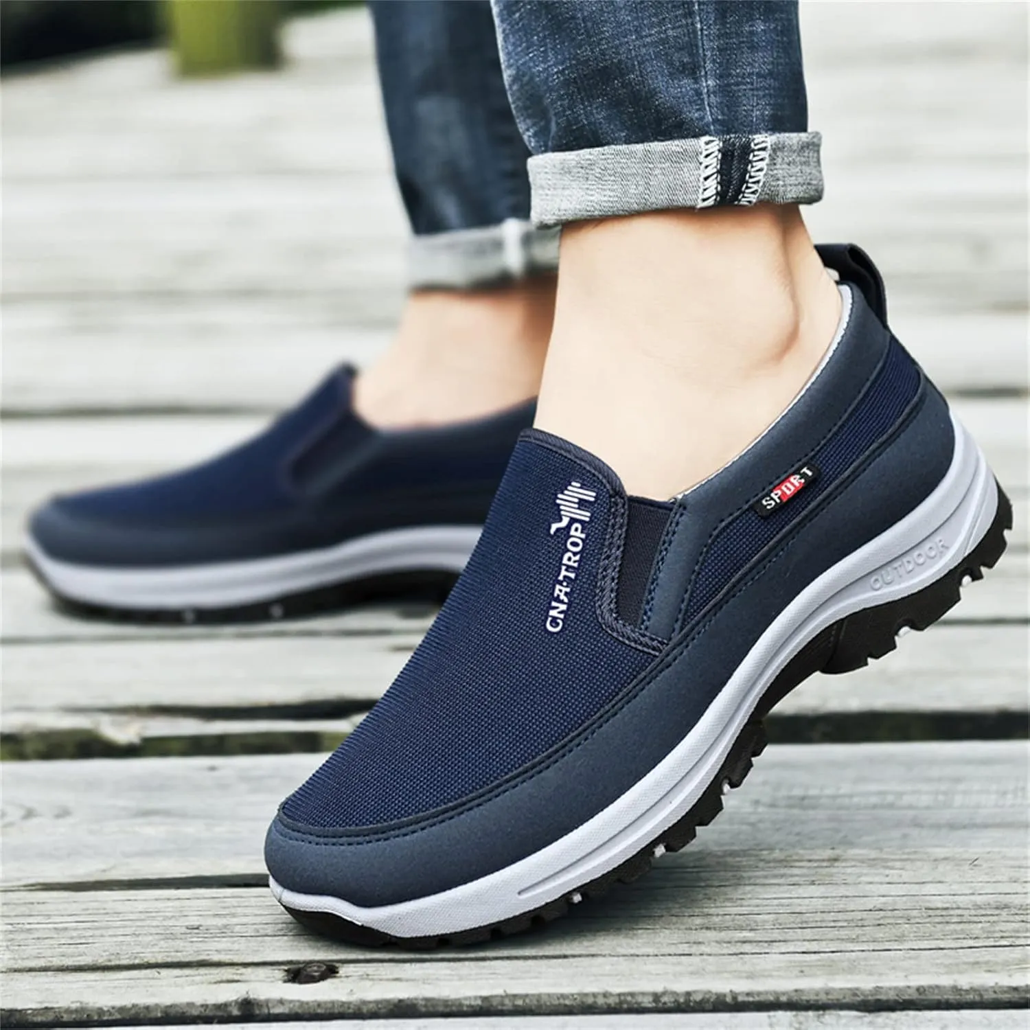 Ztigerz Men's Breathable Mesh Canvas Orthopedic Travel Plimsolls Slip-On Loafers,Comfort Non Slip Outdoor Flats Sneakers Walking Hiking Driving Casual Boat Shoes