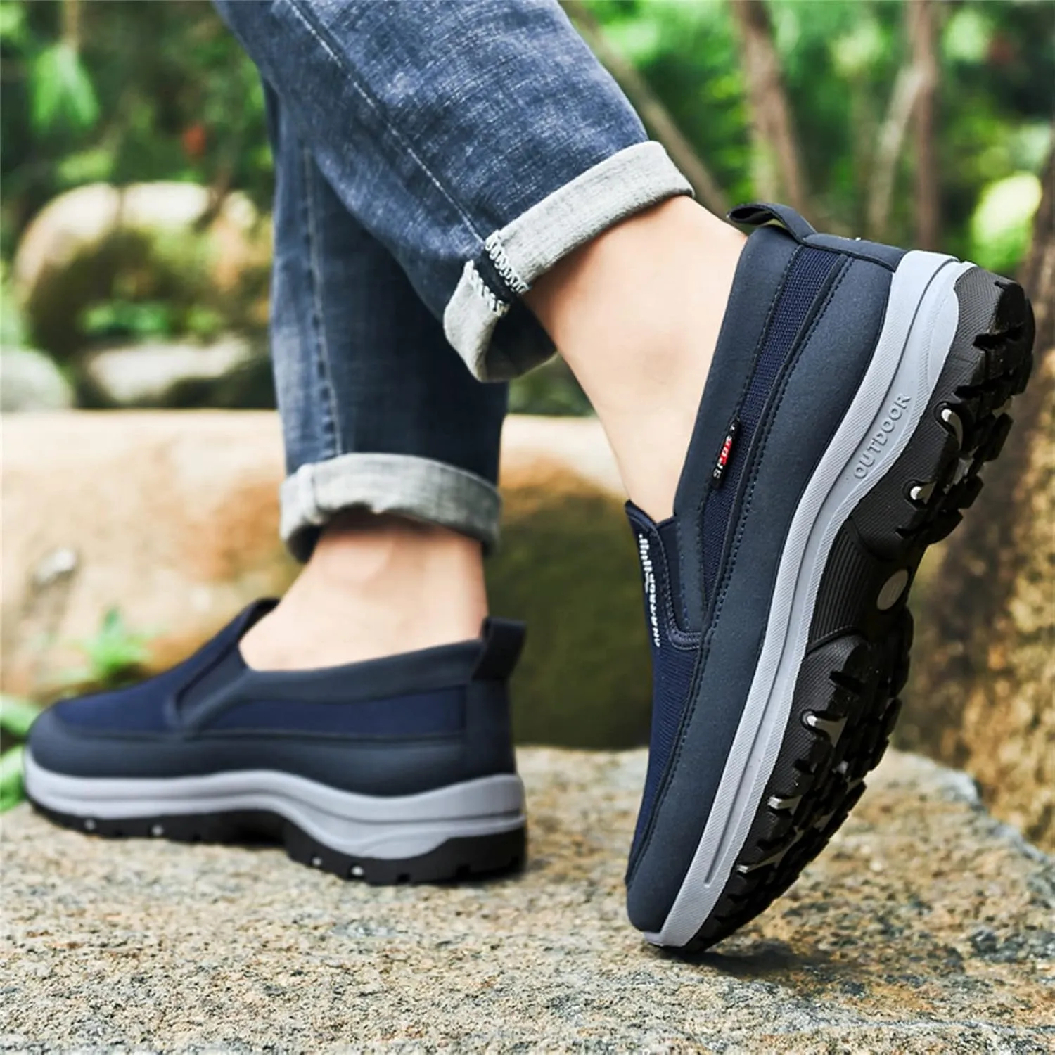 Ztigerz Men's Breathable Mesh Canvas Orthopedic Travel Plimsolls Slip-On Loafers,Comfort Non Slip Outdoor Flats Sneakers Walking Hiking Driving Casual Boat Shoes